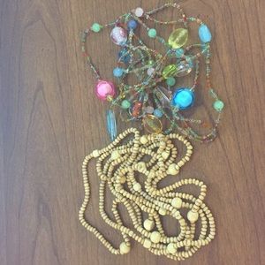 2 LOTS necklaces long tiny beaded long colorful